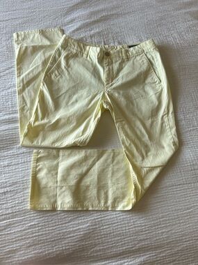 Bonobos Butter Yellow Chino Pants Mens 33x32 Straight Leg Paisley Lining Spring
